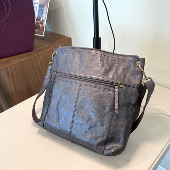 Fossil Silver Leather Crossbody - Picture 7 of 8